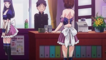 Big titted hentai maid gives handjob