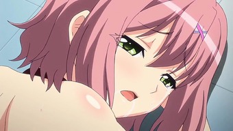 Busty anime school girl gets creampied with her panties to the side