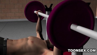 3D Babe Fucks a Stud as He Lifts Some Weights