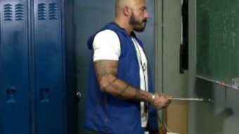 Athletic gay coach jizzes on young jock