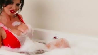 Penthouse Pet Nikki Benz Soaps Up Her Busty Boobs In Her Tub