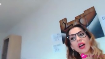 slutty hot lady with sexy glasses and squirting toy