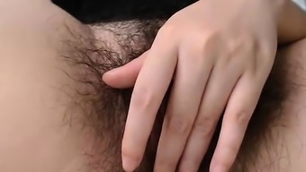 Japanese hairy beaver vibrated in sexy solo scene