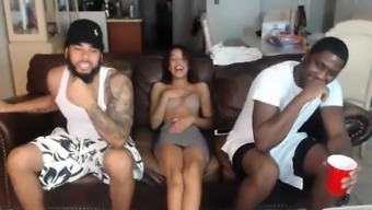 HOT Interracial Threesome On Webcam