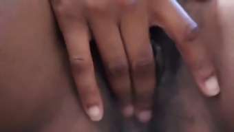 Close-up view of friend's dirty-minded dark skinned wife's coochie