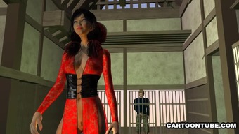 Sexy 3D cartoon Asian babe eaten out and fucked