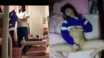 Adorable girl with a sweet ass rubs her nipples and fingers