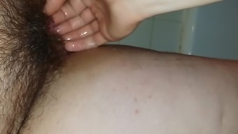 Fingering Hariry Pussy and Squirting in Hotel Bathroom