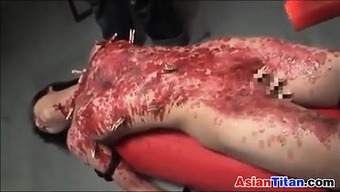 Asian Slave Gets Her Body Covered In Wax