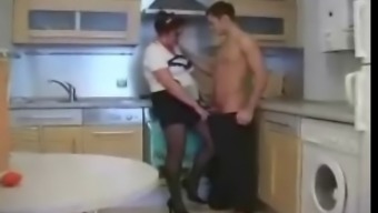Skinny guy fucks old mature russian mother