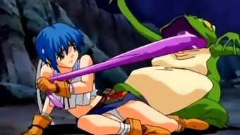Anime slave girl fucked by warriors in a dungeon