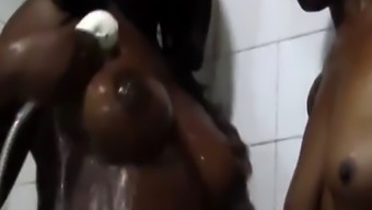 Amateur African Sluts Licking Cunts In Shower
