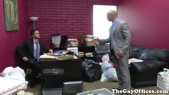 Gaysex Office Hunk splattered with cum