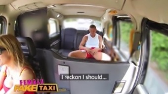 Female Fake Taxi Stud gives busty blonde milf a creampie on taxi bonnet