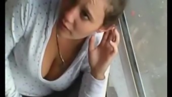 Down blouse cleavage on bus