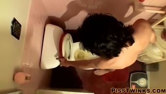 Leo McArthur gets caught jerking off and pissing in toilet