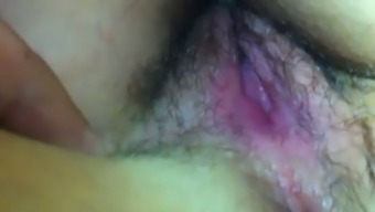 Shooting my girl's tight pink asshole and hairy pussy while she sleeping