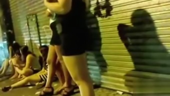 Drunk bimbos walk around the town in rather revealing clothes