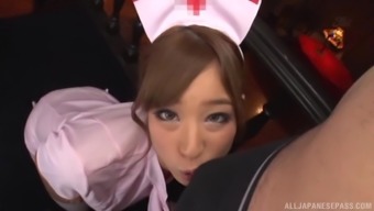 Nurse Sakura Chinami uses her mouth to take care of this dude