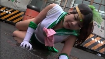 Lovely Japanese girls in costume engage in wild sex action