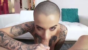 Wild bold bitch with lots of tattoos Leigh Raven gets her anus destroyed