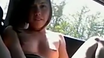This hot teen loves dildoing her delicious twat in her boyfriend's car