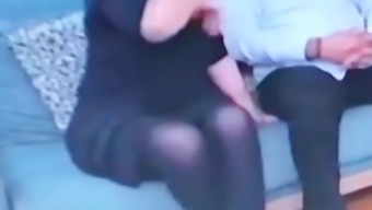 Slut turkish woman in Shiny black opaque tights 