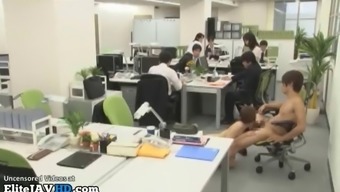 japanese busty secretary fucks in public office