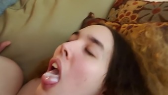 White T-girl getting barebacked and cum on mouth eating
