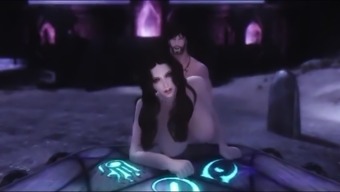 A beaufiful gothic princess with huge tits gets satisfied by her sex slave in her castle.
