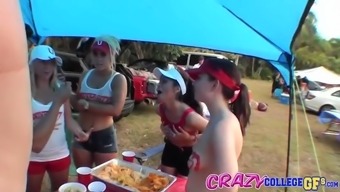 Hardcore outdoors group sex party started by Tiff Bannister