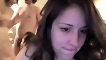 party grrrls have blowjob cam fun with room-mates