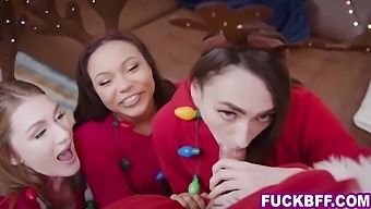 Adrian Maya - Santa Fucks 3 Hot Teen Before Xmas After They Made Cookies For Him