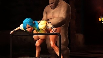 Beautiful female elf gets fucked by the big ogre in dungeon