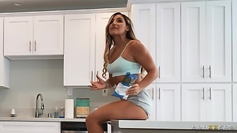 Naughty babes Aidra Fox and Abella Danger have sex in the kitchen