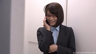 Clothed Japanese office babe is set to take her dose of cock