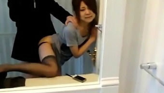 Cute korean girlfriend in stockings fucked and cum facial