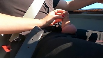 While driving my jsister erks my cock to make me hard