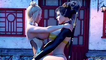 Asian futa babes having threesome sex in a 3d animation