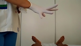 Sexy nurse helped me release cum with a handjob