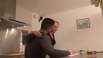 Hardcore ass fucking in the kitchen makes Angie Scorp moan and cum