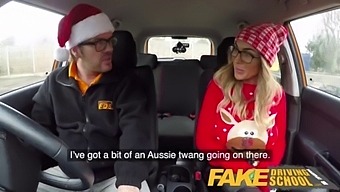 Fake Driving School Randy instructor fucks Kiwi MILF hard on driving lesson