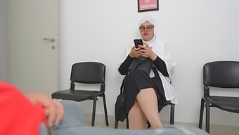 SHE IS SURPRISED ! Hijab girl caught me jerking off in Doctor's waiting room