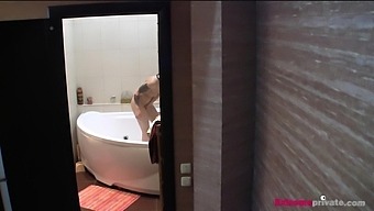 Hidden camera captures teen step sister's shower fantasy