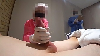 Japanese nurse gives a massage and ass handjob in POV
