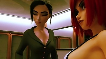 3D animated dickgirl with big tits moans from pleasure during hardcore sex