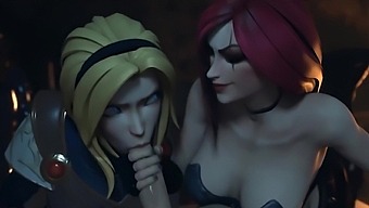 Cartoon porn with big cock and oral action in League of Legends