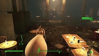 Watch a slender blonde MILF with big natural tits turn into a busty femboy in Fallout 4