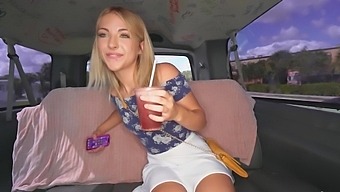 Small titted blonde Emma Bugg receives money for missionary car sex