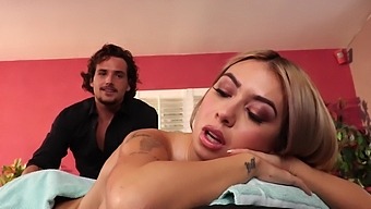 Oiled and natural: Kat Dior's intense orgasm from a massage and hardcore fucking